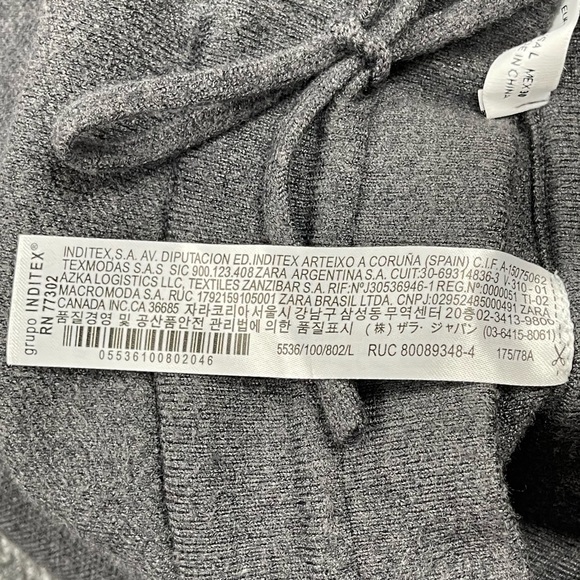 Zara Pants Womens Large Grey Sweatpants Cuffed Joggers Pockets Viscose Tie Waist - Picture 10 of 10